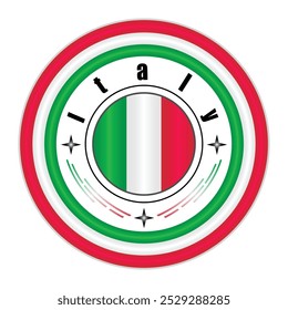 Arte vectorial de la insignia del orgullo nacional de Italia. emblema circular con Colores de la bandera de Italia verde blanco y rojo. Simbolizando la identidad nacional italiana. EPS de Vector editable disponible