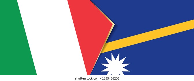 Italy and Nauru flags, two vector flags symbol of relationship or confrontation.