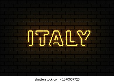 Italy neon glowing sign. Vector banner