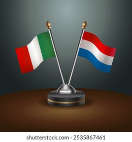 Italia y los Países Bajos señalan la relación con el fondo de gradiente. Ilustración vectorial