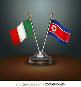 A tabela da Itália e da Coreia do Norte sinaliza a relação com o plano de fundo gradiente. Ilustração de vetor