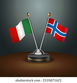 Italy and Norway table flags relation  with gradient backgrund. Vector Illustration