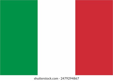 Vector de bandera oficial de Italia con tamaño y proporción estándar. Emblema de la bandera nacional con tamaño y colores precisos.