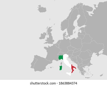 Italy on Europe map vector. Vector illustration.