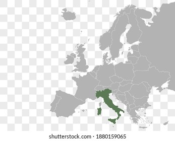 Italy on Europe map vector. Vector illustration.