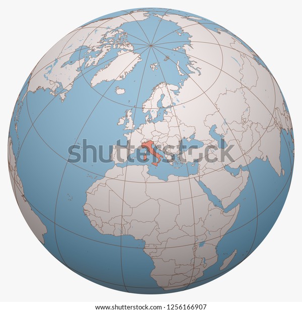 Italy Map In Globe Italy On Globe Earth Hemisphere Centered Stock Vector (Royalty Free)  1256166907 | Shutterstock