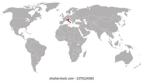Italy on world map