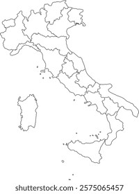 italy ouline map per region