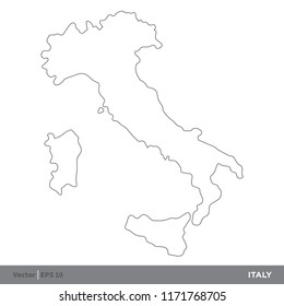 Italy - Outline Europe Country Map Vector Template, stroke editable Illustration Design. Vector EPS 10.