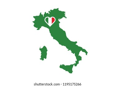 Italy outline map country shape heart symbol love state borders