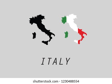 Italy outline map country shape 2 versions