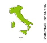 Italy Outline Map with Green Colour. Modern Simple Line Cartoon Design - EPS 10 Vector