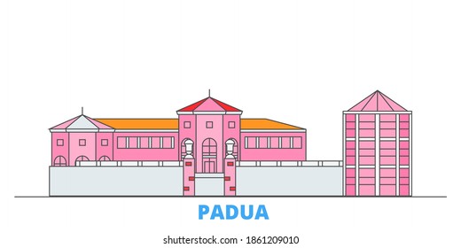 Italy, Padua City line cityscape, flat vector. Travel city landmark, outline illustration, line world icons