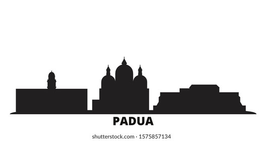 Italy, Padua city skyline isolated vector illustration. Italy, Padua travel black cityscape