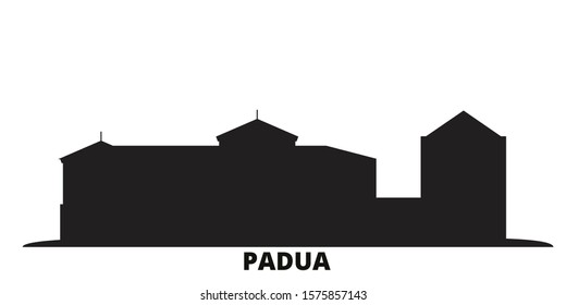 Italy, Padua City city skyline isolated vector illustration. Italy, Padua City travel black cityscape