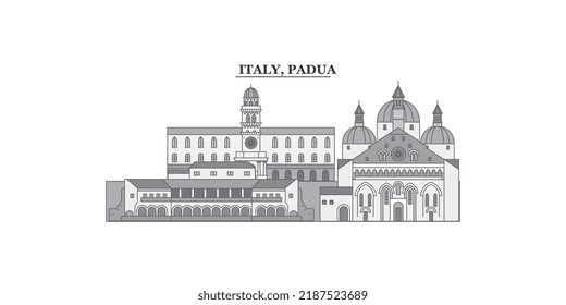 Italy, Padua city skyline isolated vector illustration, icons