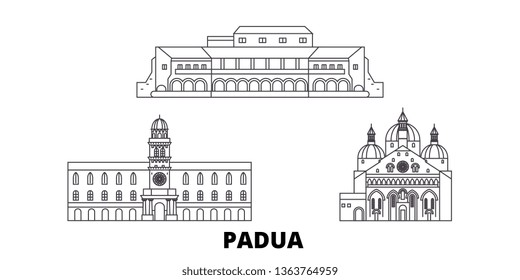 Italy, Padua line travel skyline set. Italy, Padua outline city vector illustration, symbol, travel sights, landmarks.