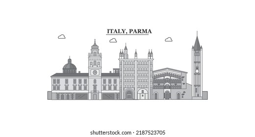 Italy, Parma city skyline isolated vector illustration, icons