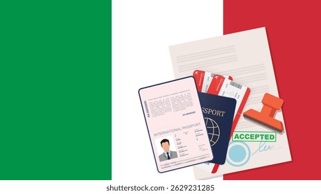 Italy Passport. Italy Flag Background. Vector