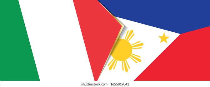 Italy and Philippines flags, two vector flags symbol of relationship or confrontation.