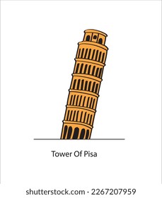 Italy, Piazza dei Miracoli. Leaning Tower of Pisa vector illustration