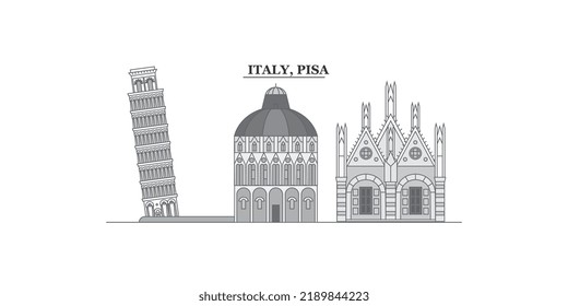 Italy, Pisa city skyline isolated vector illustration, icons