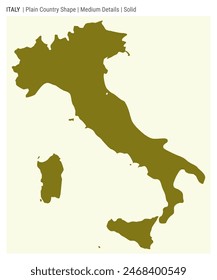 Mapa del país de Italia. Medianos detalles. Estilo sólido. Forma de Italia. Ilustración vectorial.