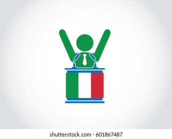 Italy Podium Politician Celebrate Speech