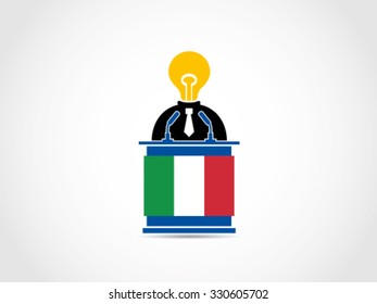 Italy Podium Speech Agenda Lack Of Agenda Politician