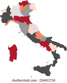 Italy political map with pastel colors.