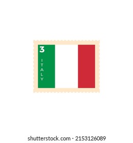 Italy postage stamp. Italy National Flag Postage Stamp. Stamp with official country flag pattern and countries name vector illustration