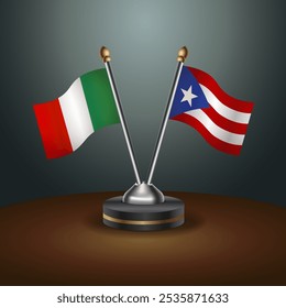 La tabla de Italia y Puerto Rico marca la relación con el fondo de gradiente. Ilustración vectorial