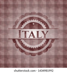 Italy red badge with geometric pattern. Seamless.