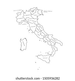 Italy Regions Black Outline Map Vector Stock Vector (Royalty Free ...