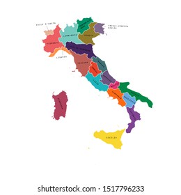 Italy regions map. Vector map. Italy regions.