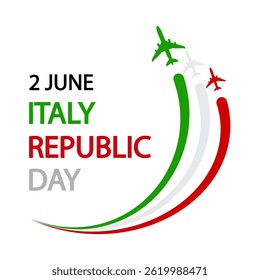 Italy republic day airplanes flag, vector art illustration.