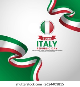 Italy republic day Square banner background with waving flag vector illustration