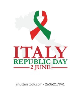 Italy republic day vector banner, greeting card. Italian wavy flag in 2nd of June national patriotic holiday. Italy republic day greeting card, banner, vector illustration.