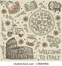 Italy, Rome. Background with text