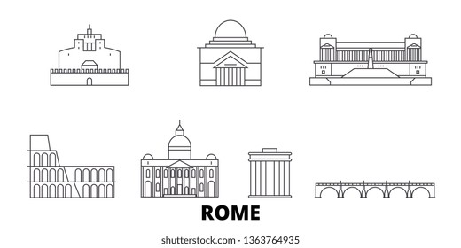 Italy, Rome City line travel skyline set. Italy, Rome City outline city vector illustration, symbol, travel sights, landmarks.