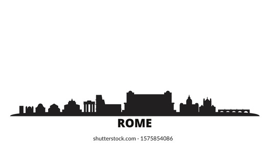 Italy, Rome city skyline isolated vector illustration. Italy, Rome travel black cityscape