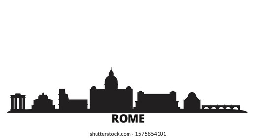 Italy, Rome City city skyline isolated vector illustration. Italy, Rome City travel black cityscape