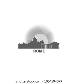 Italy Rome city skyline landscape silhouette vector logo icon. Cool urban horizon illustration concept