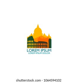 Italy Rome city skyline landscape silhouette vector logo icon. Cool urban horizon illustration concept