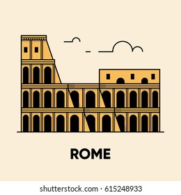 Italy, Rome, Coliseum, vector travel illustration, flat icon