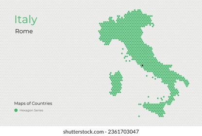  Italy, Rome. Creative vector map. Creative vector map. Maps of Countries, Europe, Hexagon white Series.