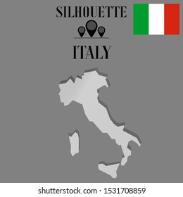 Italy, Rome, Milano, Sicilia, Sardinia outline world map silhouette vector illustration, creative design background, national country flag, design element, symbols from countries all continents set. 