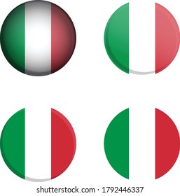 Italy Round Country Flag in different styles disc badge vector illustration