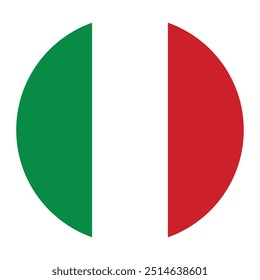 Itália arredondar ícone de vetor de bandeira. Bandeira nacional italiana em círculo. Botão Arredondar. Isolado no fundo branco.