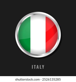 Italy round framed national flag. Circular glossy flag of Italy.